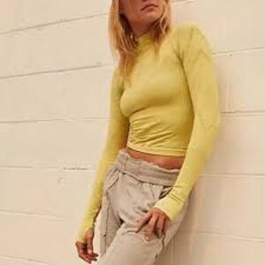 Free People Movement Good Karma High Neck Layer Top in Pineapple Punch - XS/S